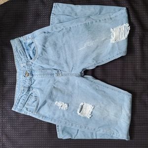 Fashion, distressed, light blue jeans, size medium